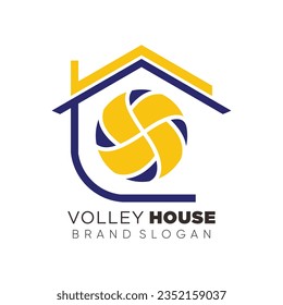 Volley ball house logo with creative unique design premium vector