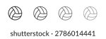 Volley ball icon set with editable strokes on white background