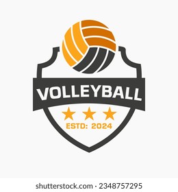 Volley Ball Logo Concept With Shield and Volleyball Symbol