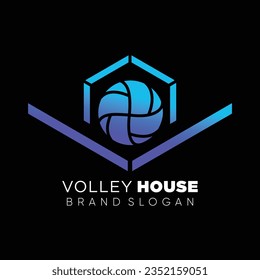 Volley ball logo with creative unique design premium vector