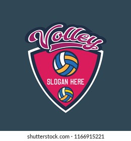 volley ball logo with text space for your slogan / tag line, vector illustration