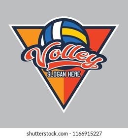 volley ball logo with text space for your slogan / tag line, vector illustration