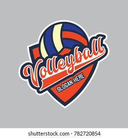 volley ball logo with text space for your slogan / tag line, vector illustration
