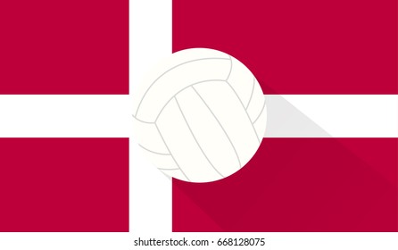 volley ball on denmark flag background