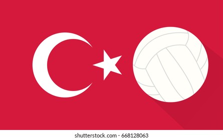 volley ball on turkey flag background