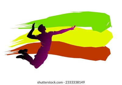 Volley ball player action smash illustration 