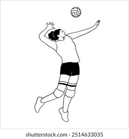 Jogador de bola volley fazendo esmagar mão desenhado ilustração vetor