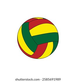 volley ball red green yellow vector design illustration