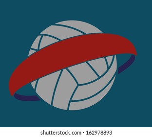  volley ball and ribbon vector art