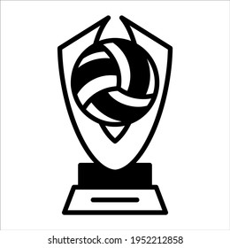 vóley Ball Shield, trofeo icono de vector de línea rellena negra aislado