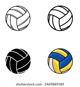 Vector de bolas de voley. Trazo, relleno, ilustración y contorno con detalles.