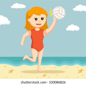 volley beach girl smashing