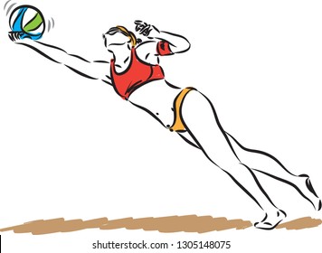 volley beach woman player vector illustration