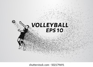 A volley of particles. Volleyball consists of circles and points. Vector illustration