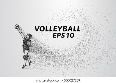 A volley of particles. Volleyball consists of small circles. Vector illustration