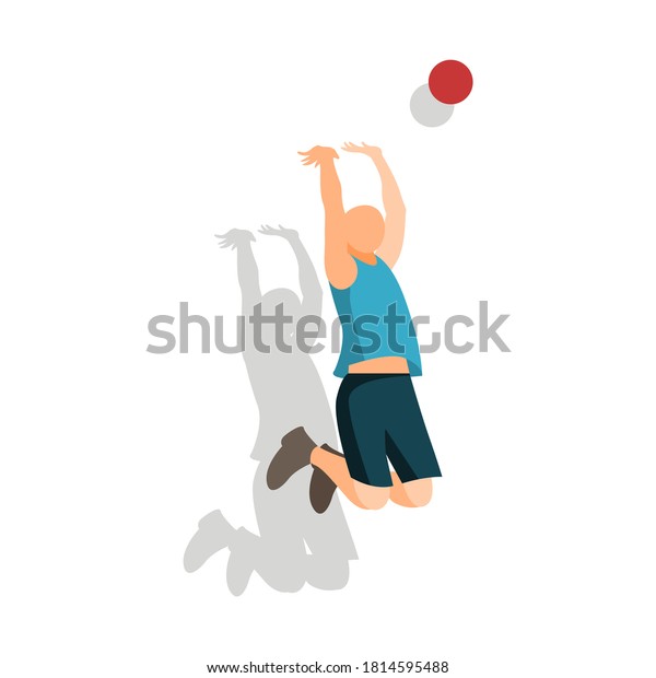 Volley player illustration with
shadow. Man athlete volley ball illustration
design