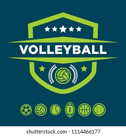 Volley sport emblem & logo vector