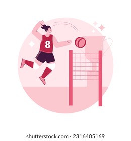 Volleyball abstract concept vector illustration. Beach volleyball competition, recreational sport, professional team, equipment, college tournament, watch world championship abstract metaphor.