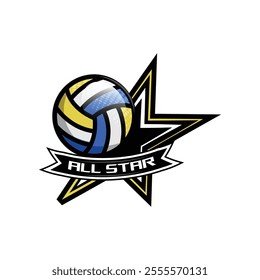 Volleyball all star sports logo template concept design