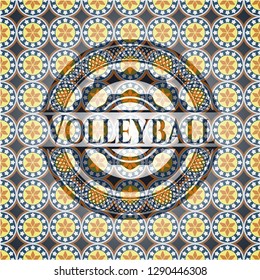 Volleyball arabesque emblem background. arabic decoration.