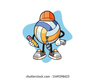 Volleyball architect cartoon. Mascot Character vector.