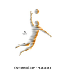 Volleyball athlete in action. Sport symbol. Vector illustration.