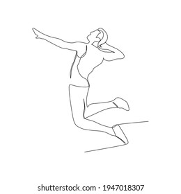 a Volleyball athlete ready to spike the ball - continuous one line drawing