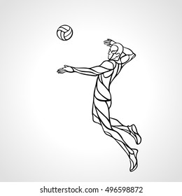 Similar Images, Stock Photos & Vectors of Volleyball player outline ...