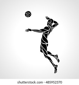 Volleyball attacker player silhouette