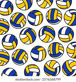 Volleyball background. Repeated and decorative volleyball designs are used for packaging, decorating, interior design, wallpapers, banners.  volleyballs background for competitions and beach