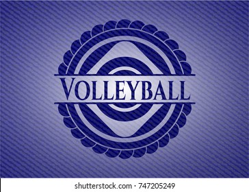 Volleyball badge with denim background