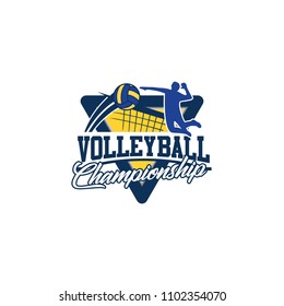 Volleyball badge design logo emblem. Sport emblem insignia templates on a light background