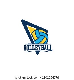 Volleyball badge design logo emblem. Sport emblem insignia templates on a light background