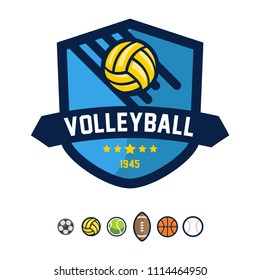 Volleyball badge design logo emblem. Sport emblem insignia templates on a light background