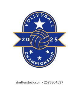 volleyball badge logo design concept. volleyball championship logo icon