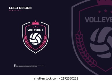 Volleyball Badge Logo, Sport Team Identity. Volleyball tournament design template, E-Sport badge vector illustration