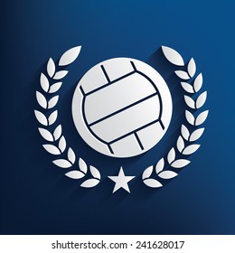 Volleyball badge on blue background,clean vector