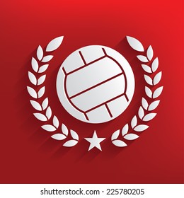 Volleyball badge on red background,clean vector