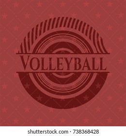 Volleyball badge with red background