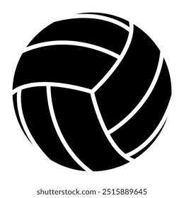 Volleyball ball - black and white vector silhouette symbol illustration, isolated on white background