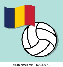 Volleyball ball with Chad national flag