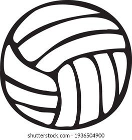 Volleyball ball drawn vector doodle illustration. Cartoon volleyball ball. Sports Equipment. Isolated on white background. Hand drawn simple element