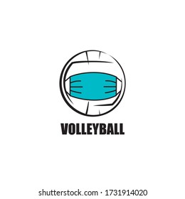 Volleyball ball with face medical mask