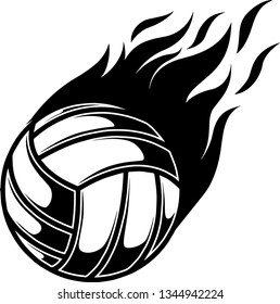 Volleyball Ball Fire Motion Effect With Hot Burning Flames