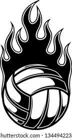 Volleyball Ball Fire Motion Effect With Hot Burning Flames
