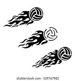 Volleyball ball flaming vector logo design