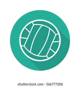 Volleyball ball flat linear long shadow icon. Vector line symbol
