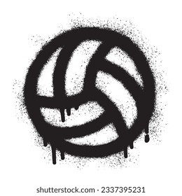 Volleyball ball graffiti with black spray paint