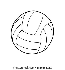 Volleyball ball is a green and white image. Contour drawing by hand. Doodles . Sports equipment. A linear pattern.Outline.Art line