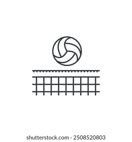 Voleibol, pelota, rejilla, deporte, equipo, entrenamiento, icono del juego, Ilustración vectorial